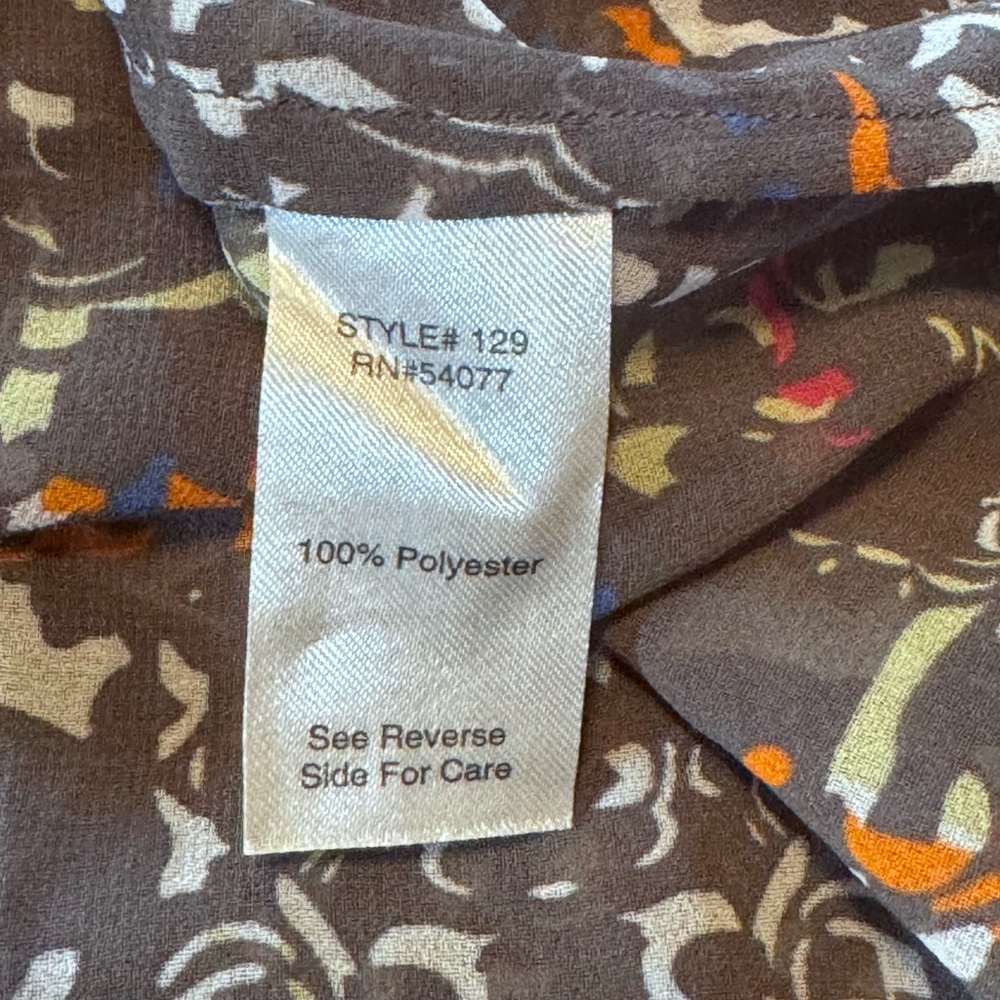 CABi XL Sheer Abstract Print Button Down Blouse Multicolor Career Top - Picture 9 of 12